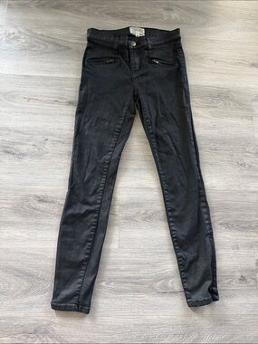 Current/Elliott Black Skinny Jeans with Zip Pocket Detail size 0